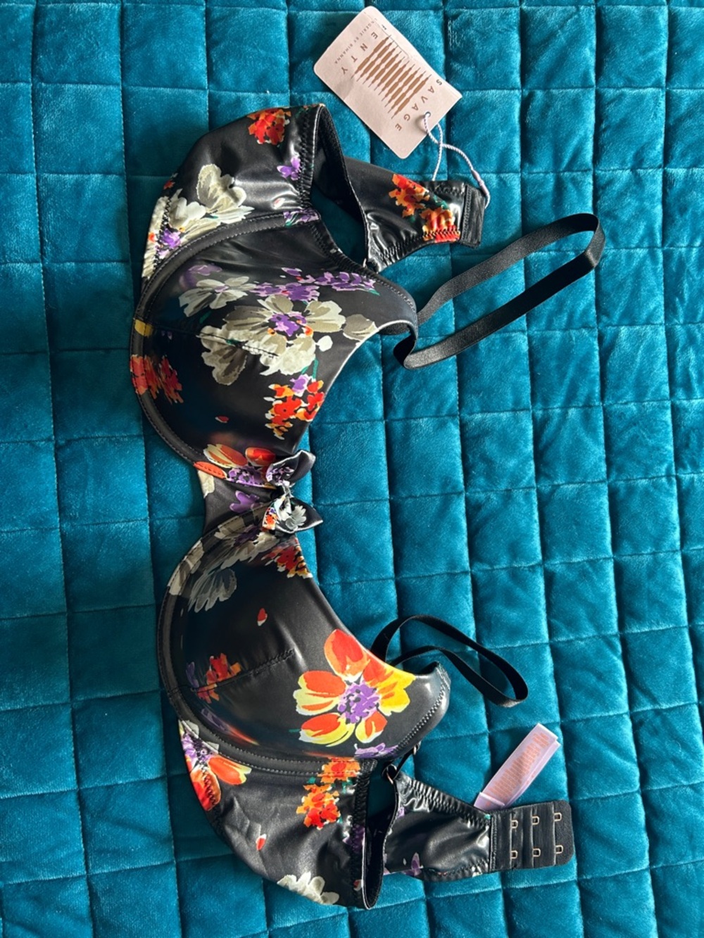 Savage X Fenty Black Floral Underwire Bra By Rihanna - Picture 2 of 3